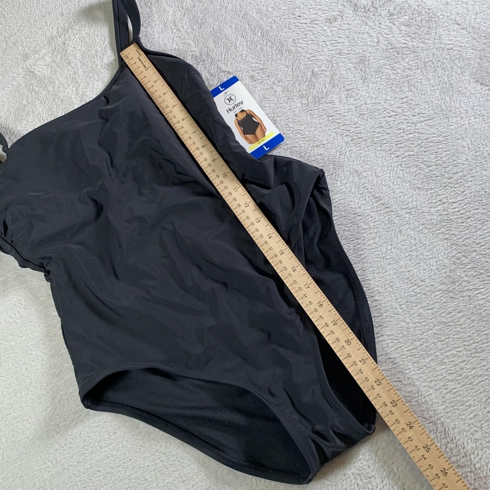 Hurley Swimsuit Womens Large Black One Piece UPF 50+ Adjustable Straps‎ NEW - Picture 6 of 11